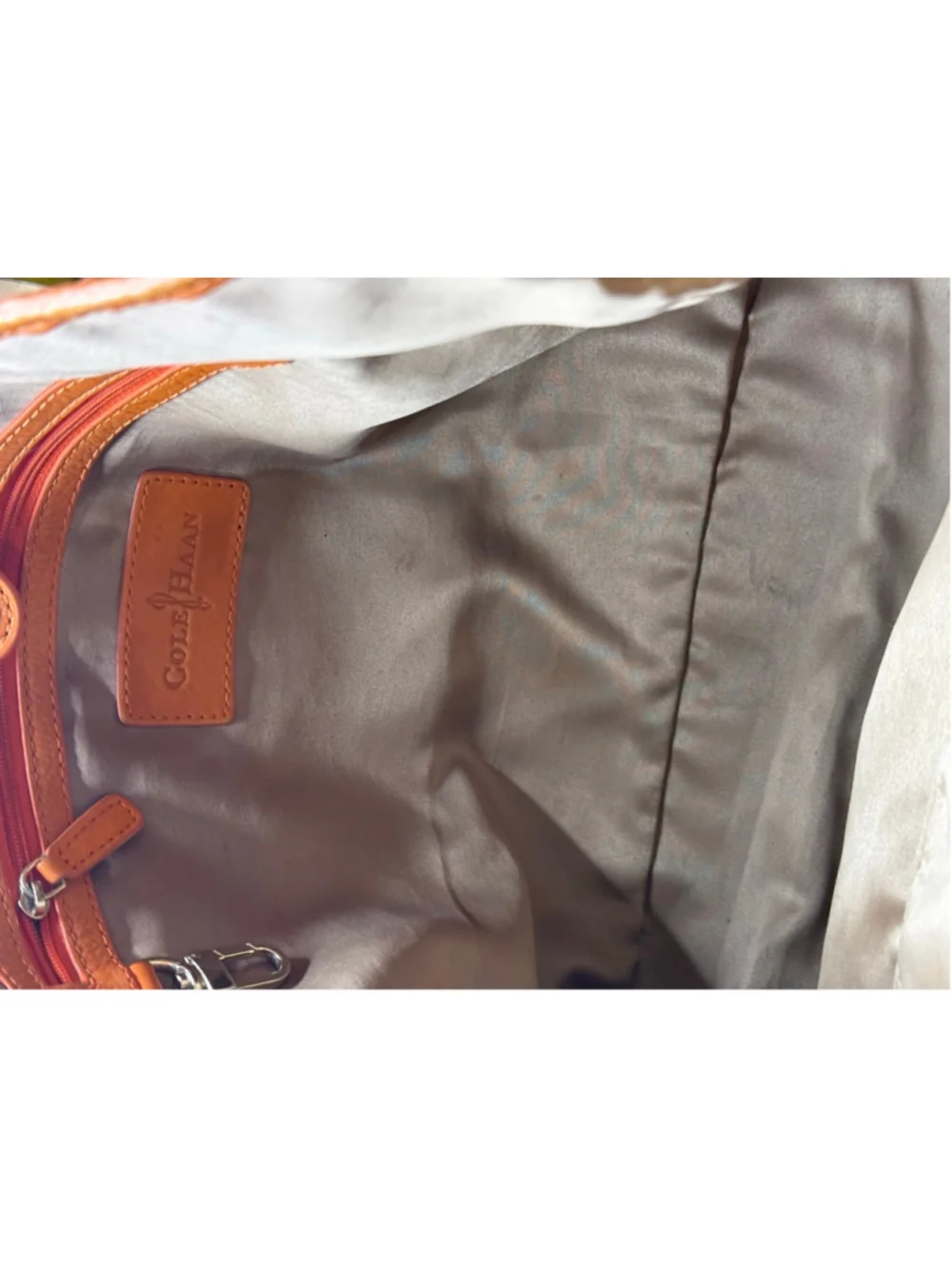 Cole Haan Orange Woven Leather Tote Bag